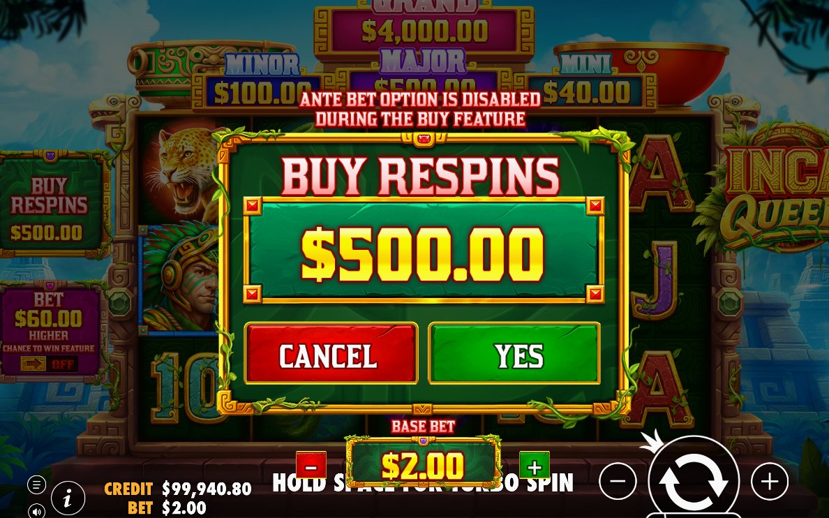 Three respins running with frames filled